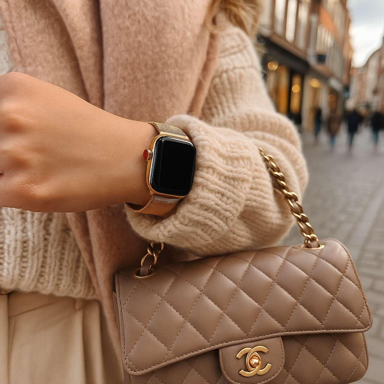 Bracelet Apple Watch Fiore - milanais - or rose