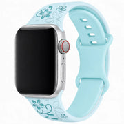 Bracelet Apple Watch Livia à imprimé floral – silicone – bleu clair