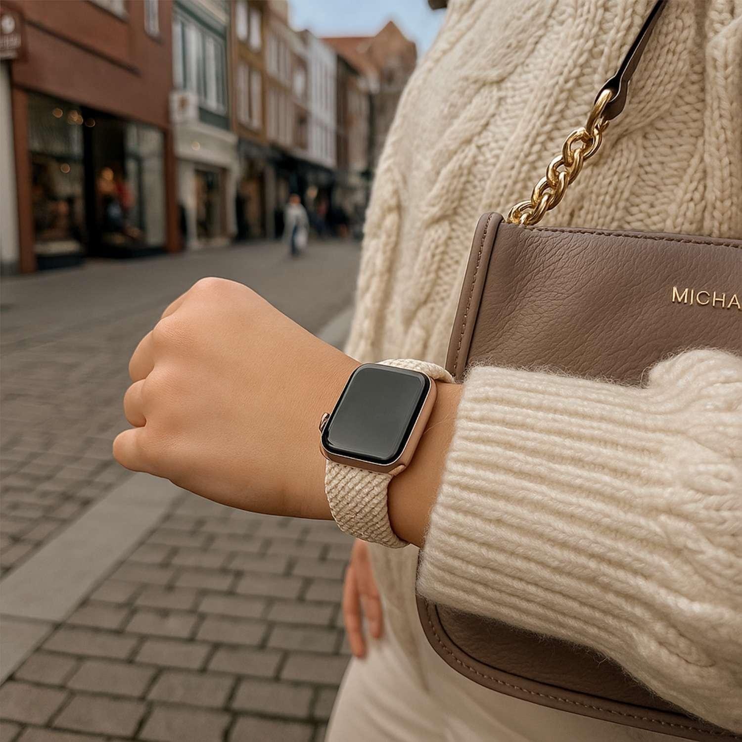 Bracelet Apple Watch - nylon - solo loop tressé - lumière stellaire