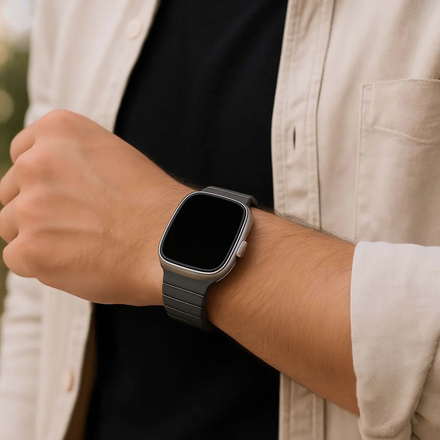 Bracelet pour Apple Watch Vetra - silicone - gris noir