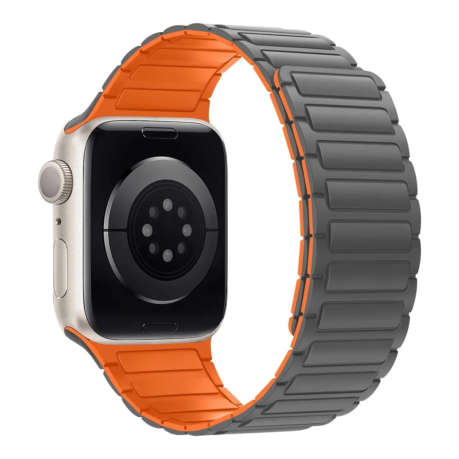 Bracelet Apple Watch Zyro - silicone - gris orange