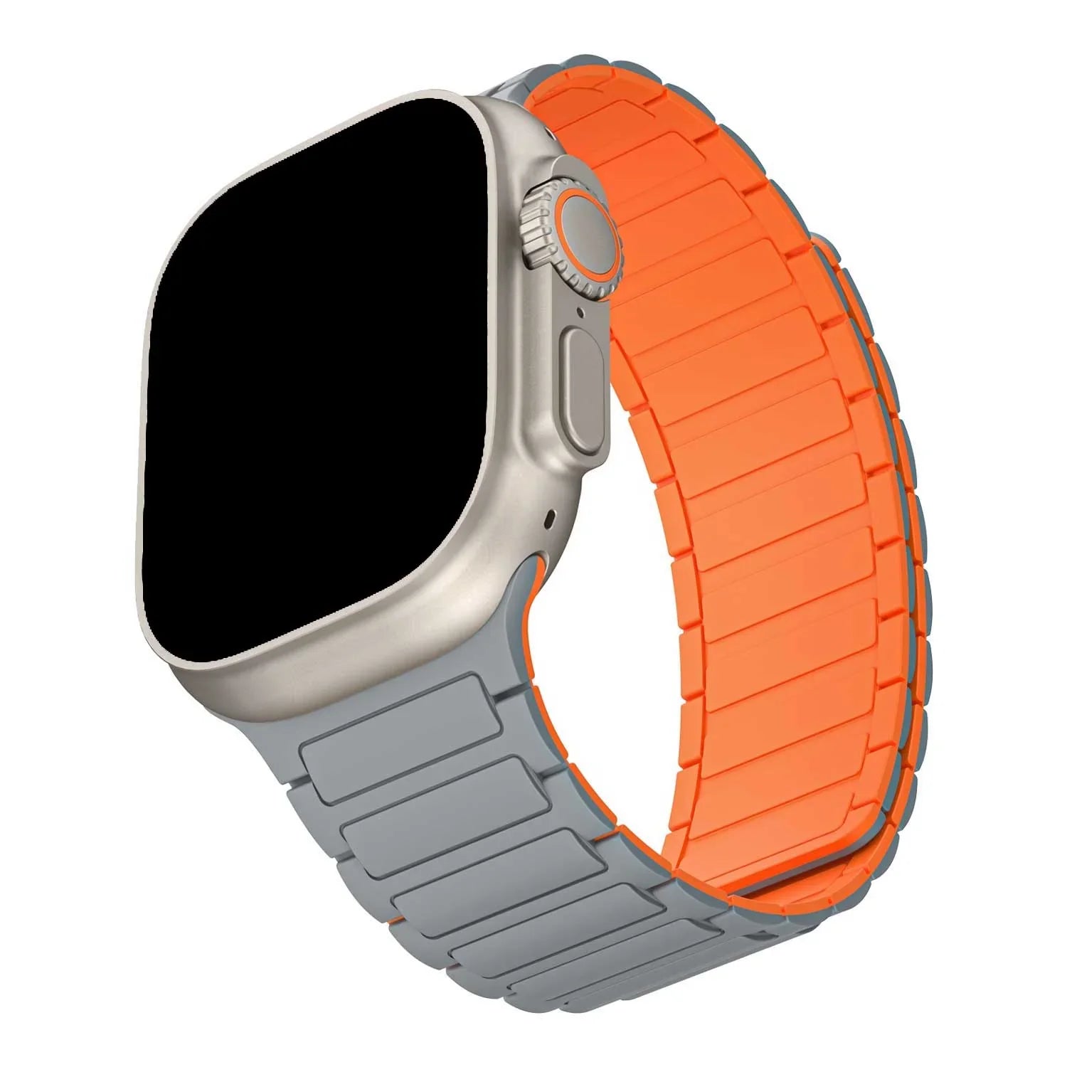 Bracelet Apple Watch Zyro - silicone - gris orange
