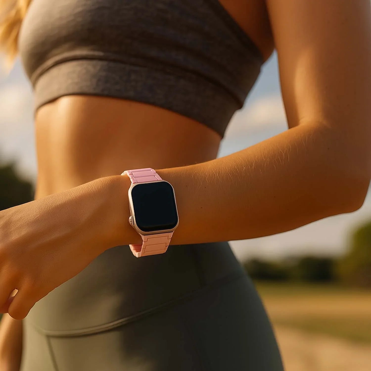 Bracelet Apple Watch Zyro - silicone - rose clair