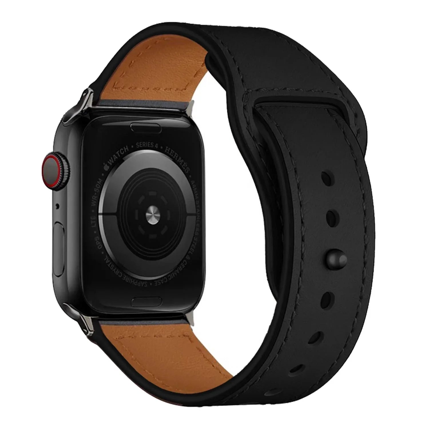 Bracelet Apple Watch Leranzi - cuir - noir