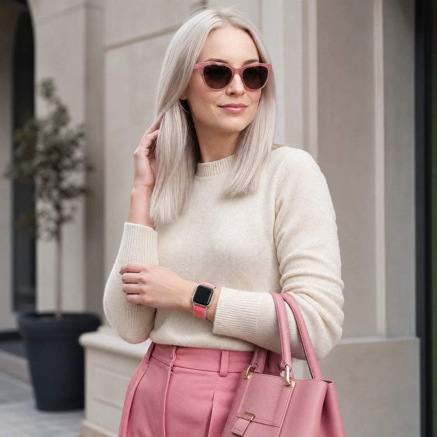 Bracelet Apple Watch Flyne - tissé - nylon - Goyave