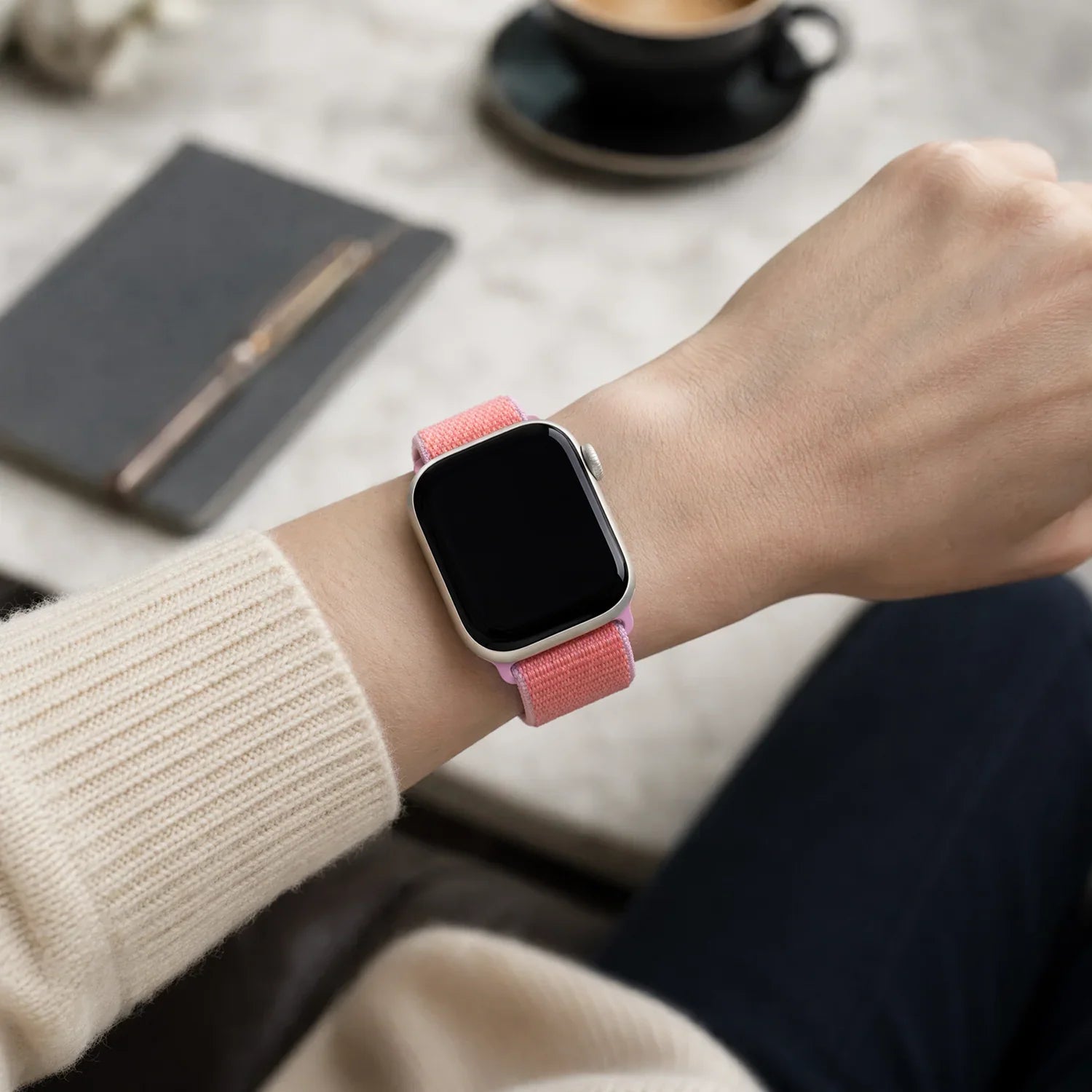 Bracelet Apple Watch Flyne - tissé - nylon - Goyave