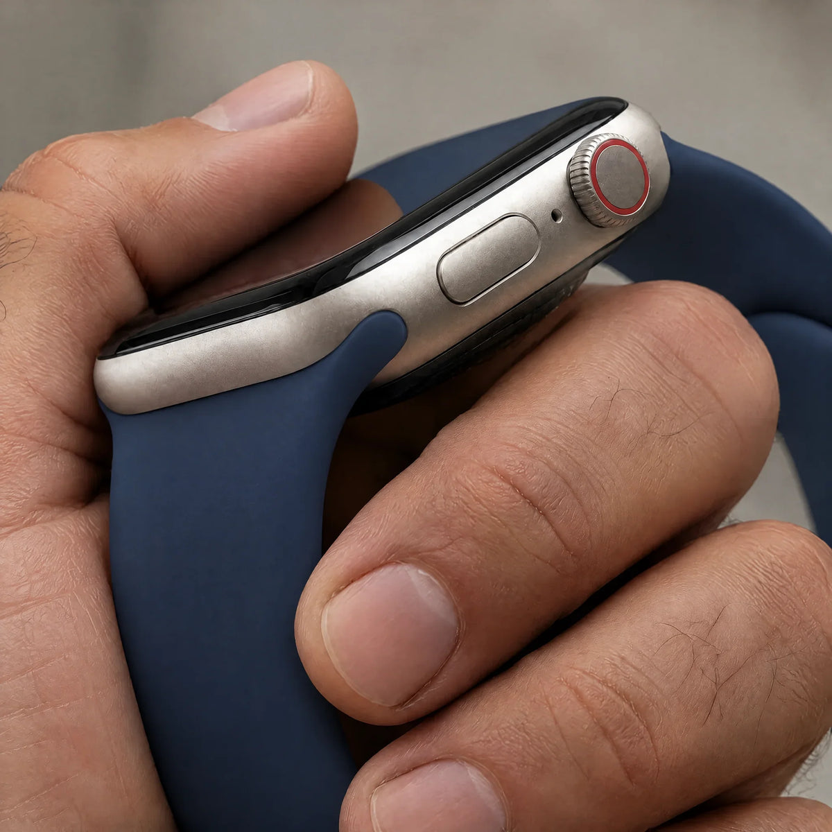 Bracelet Apple Watch Ovaro - silicone - Bleu jean
