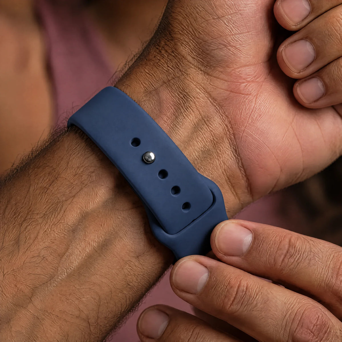 Bracelet Apple Watch Ovaro - silicone - Bleu jean