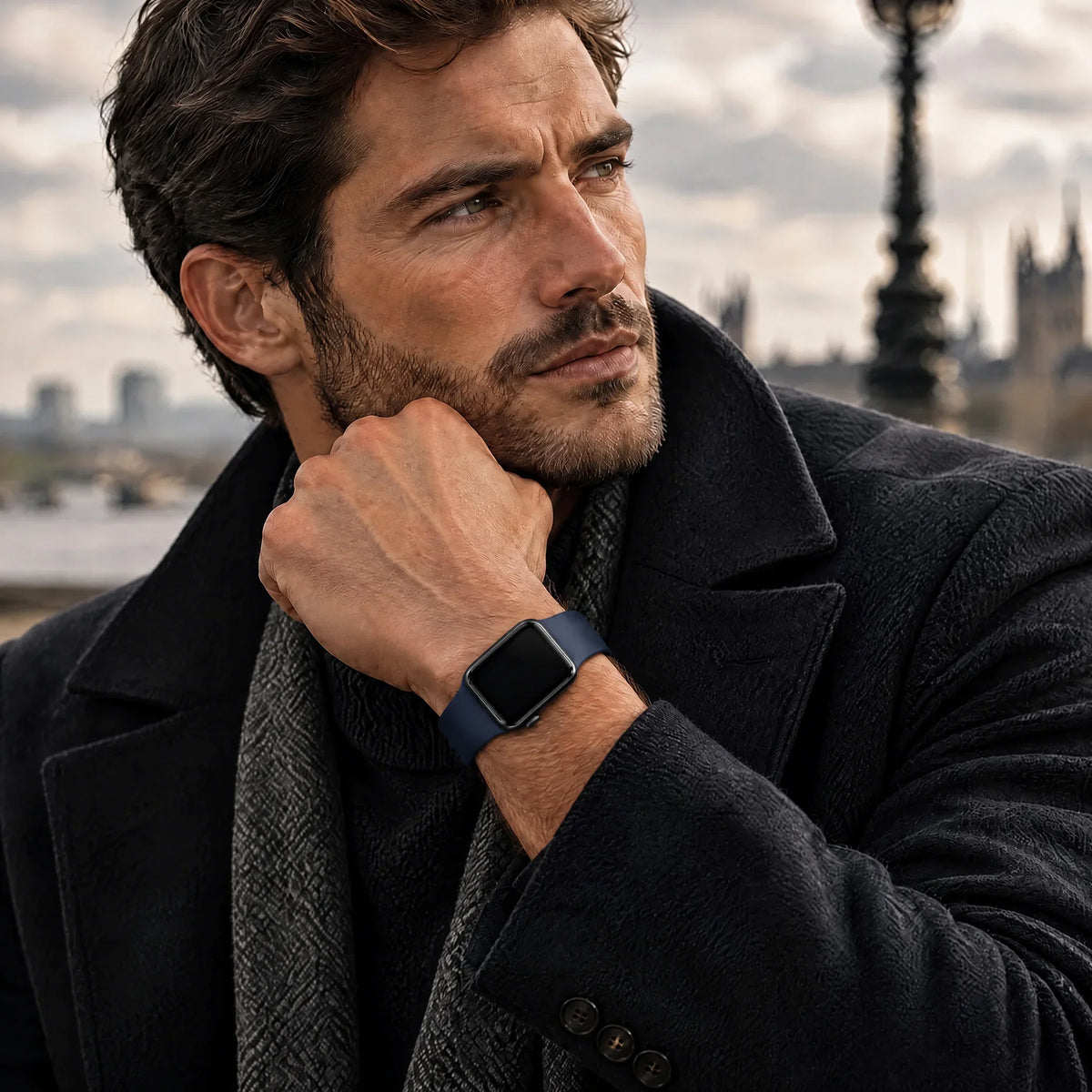 Bracelet Apple Watch Ovaro - silicone - Bleu jean