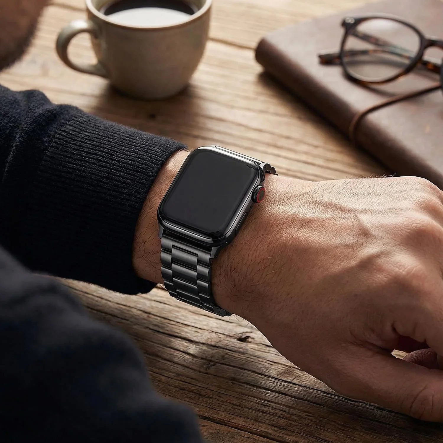 Bracelet Apple Watch Rivaro - acier - noir