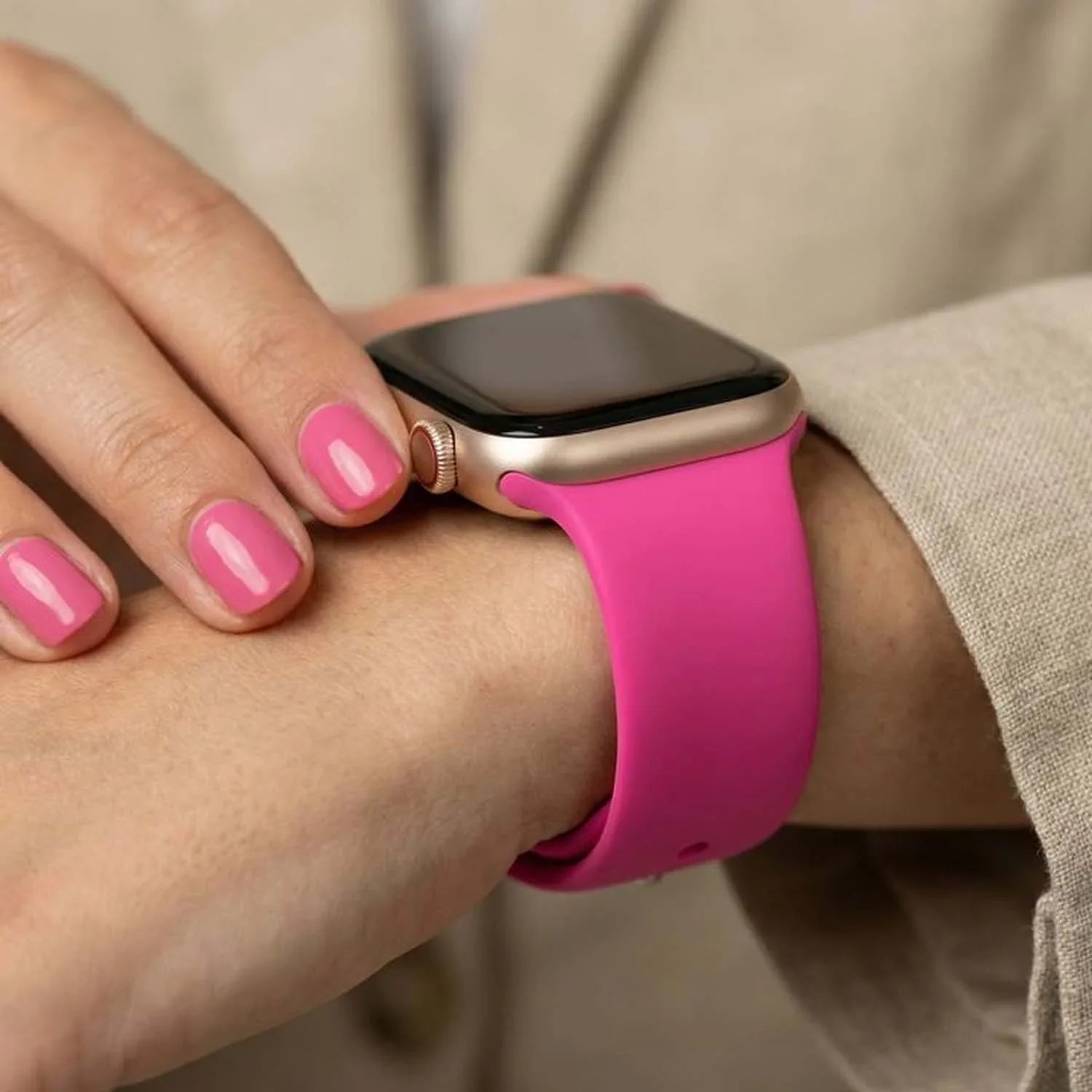 Bracelet Apple Watch Vyon - silicone - rose vif
