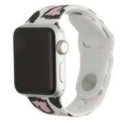 Bracelet Apple Watch imprimé - silicone - motif cœurs blanc