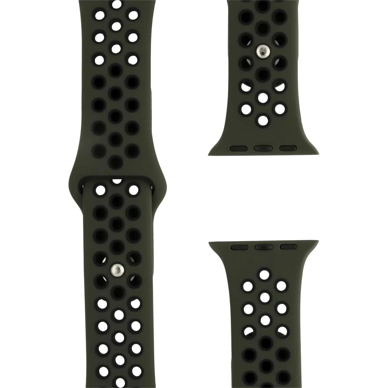 Bracelet Apple Watch Fusion - double - silicone - vert armée noir
