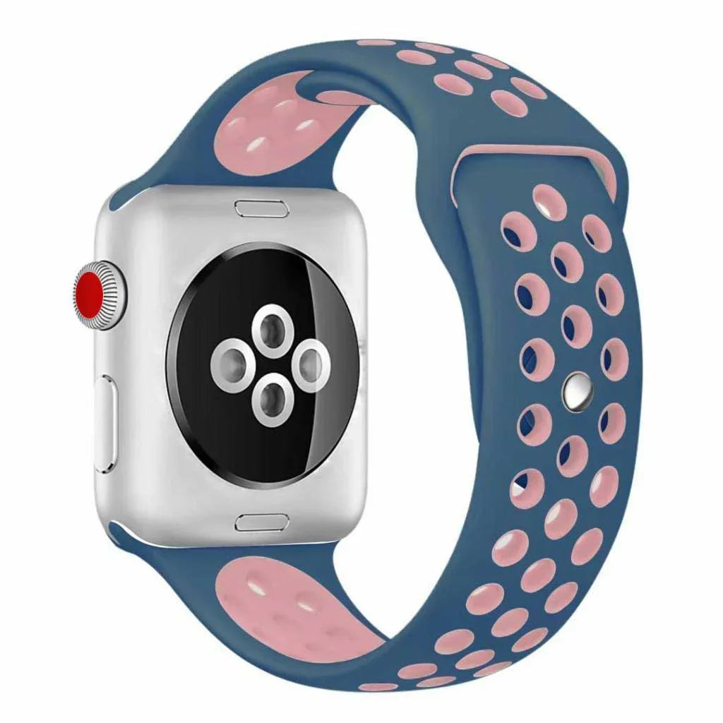 Bracelet Apple Watch Stryde - double - silicone - bleu rose