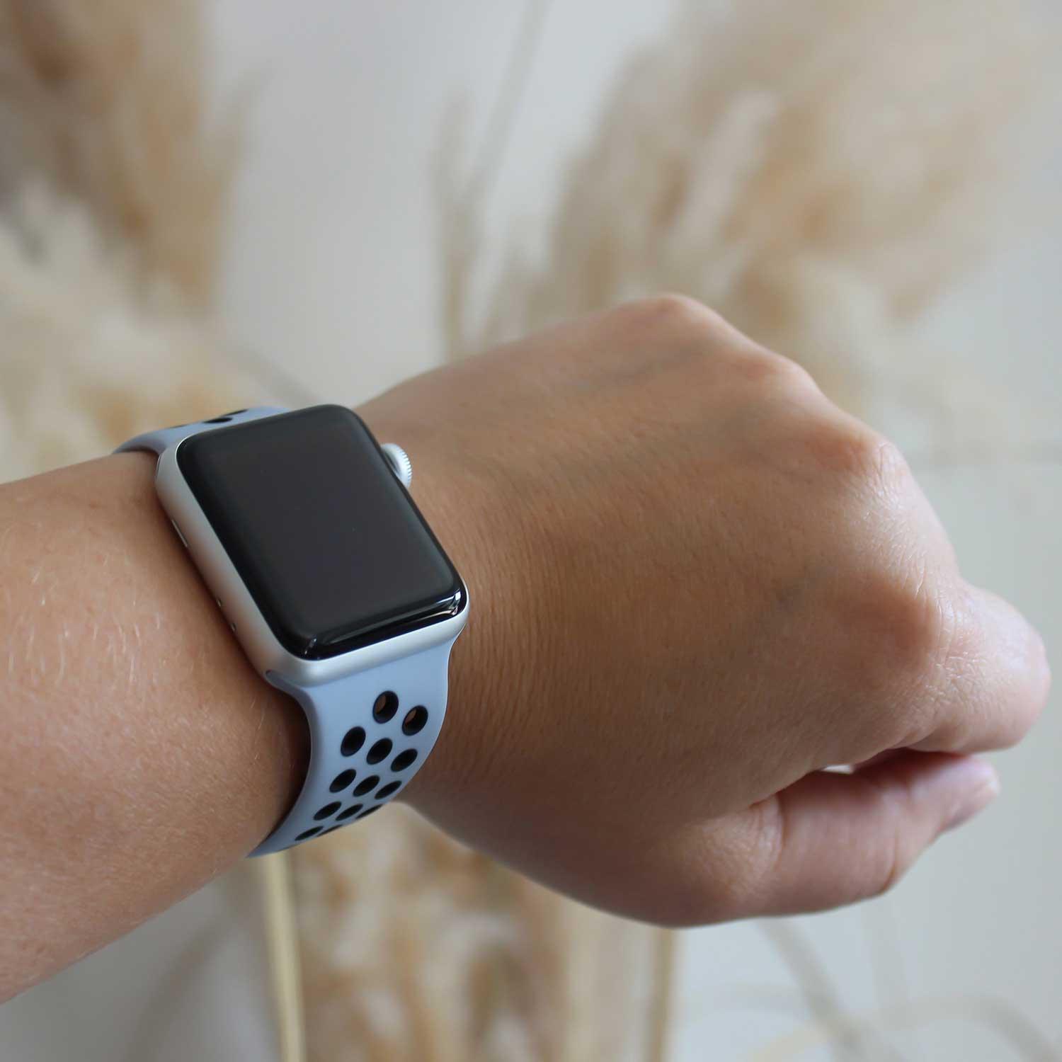 Bracelet Apple Watch - double - silicone - noir brume