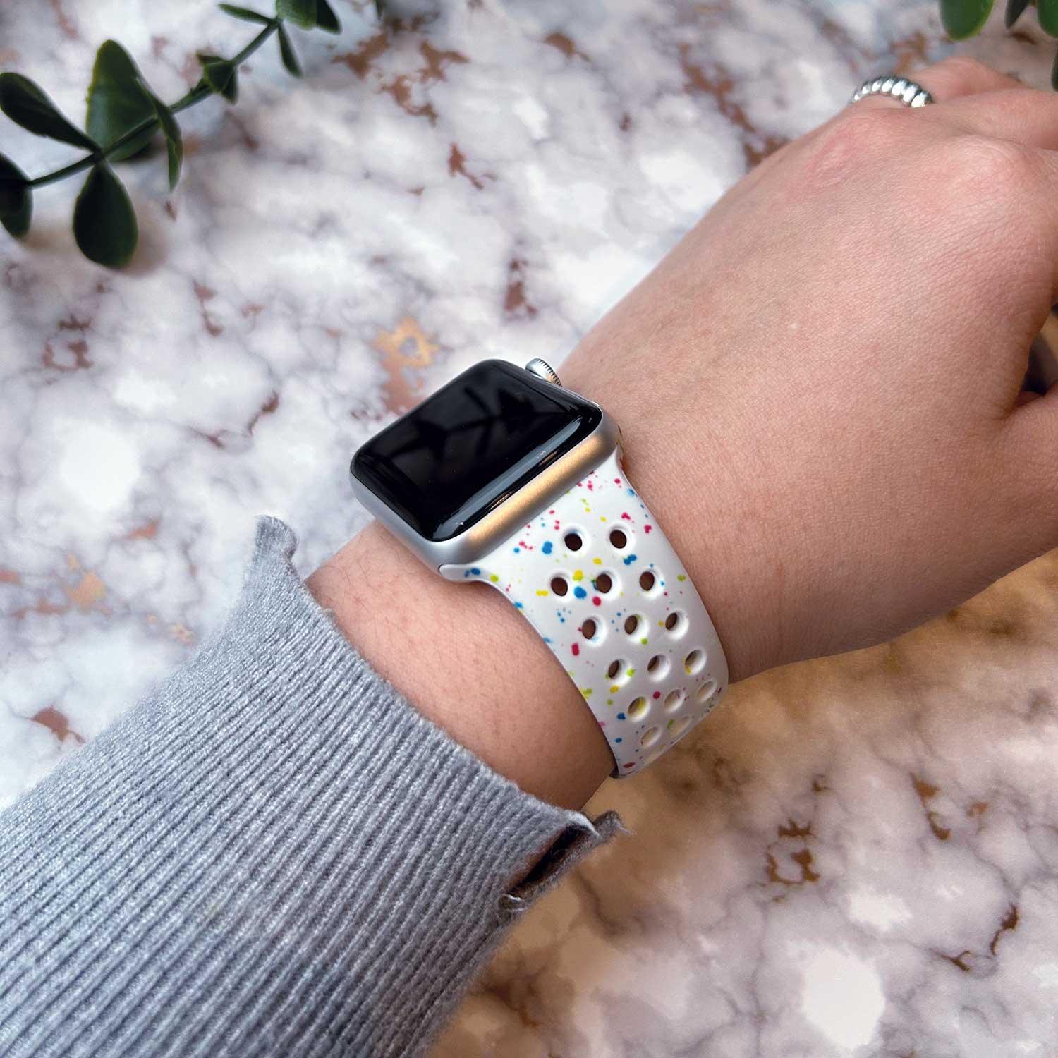Bracelet Apple Watch Fusion - double - silicone - platine