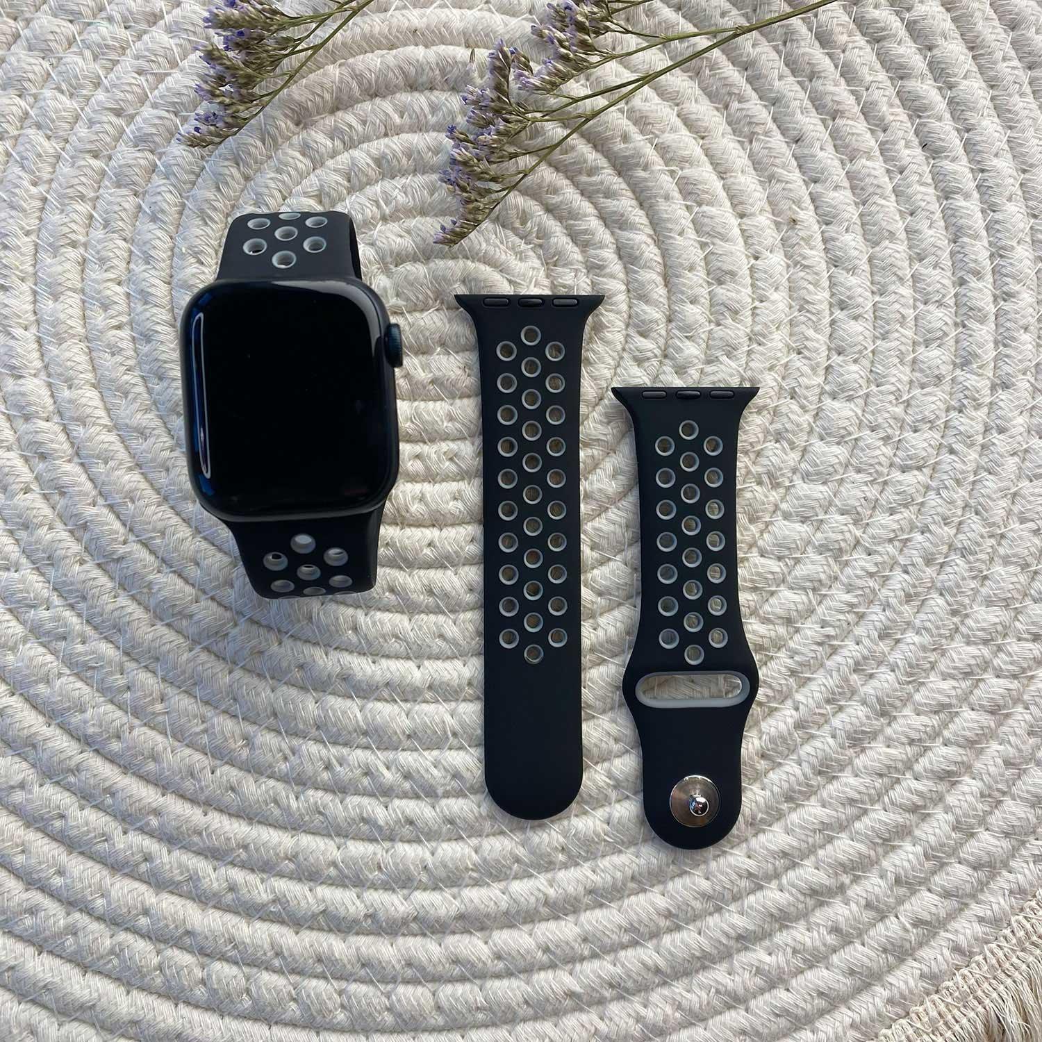 Bracelet Apple Watch Stryde – double – silicone – noir gris
