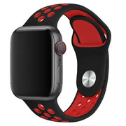Bracelet Apple Watch - double - silicone - noir rouge