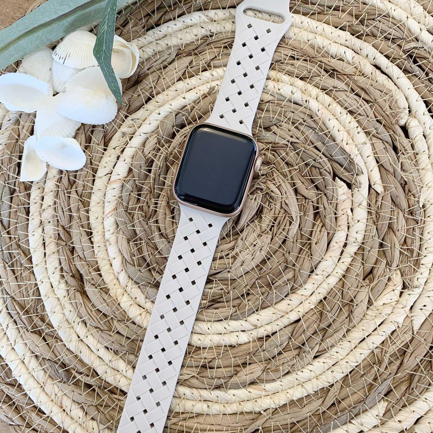 Bracelet Apple Watch - silicone tressé - lumière stellaire