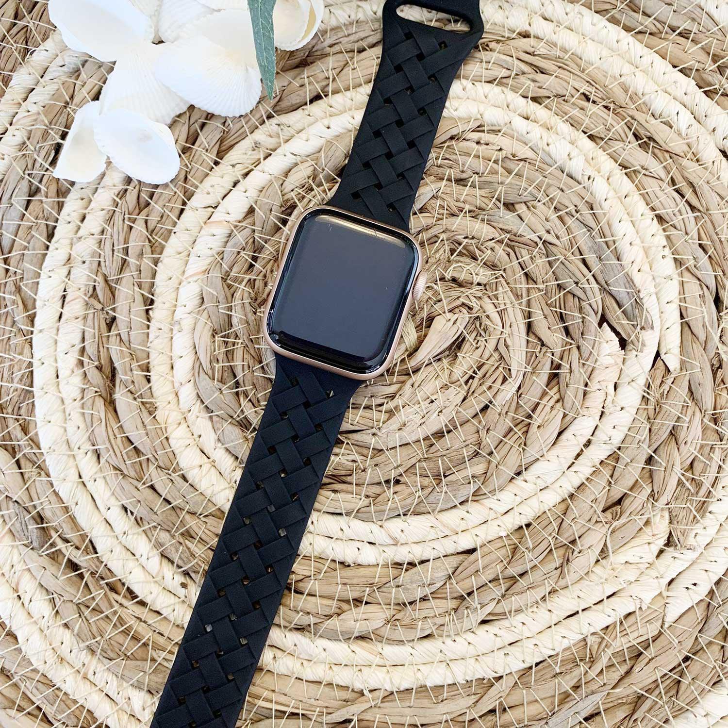 Bracelet Apple Watch - silicone tressé - noir