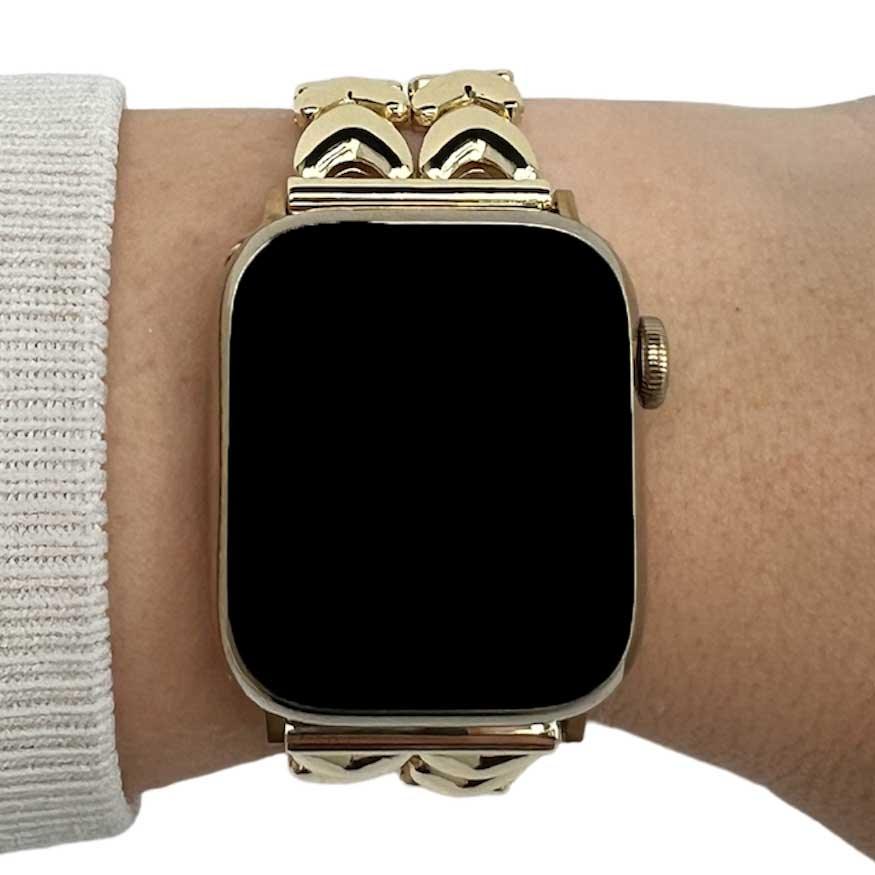Bracelet Apple Watch Cœur - acier - maillons - or