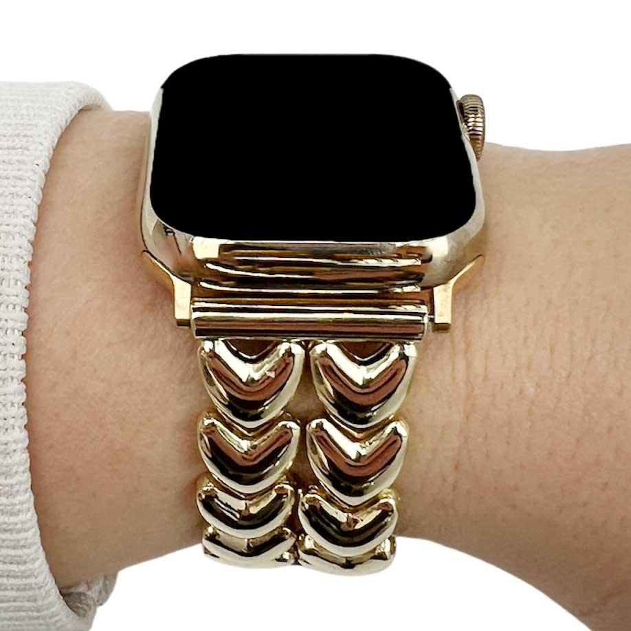Bracelet Apple Watch Cœur - acier - maillons - or