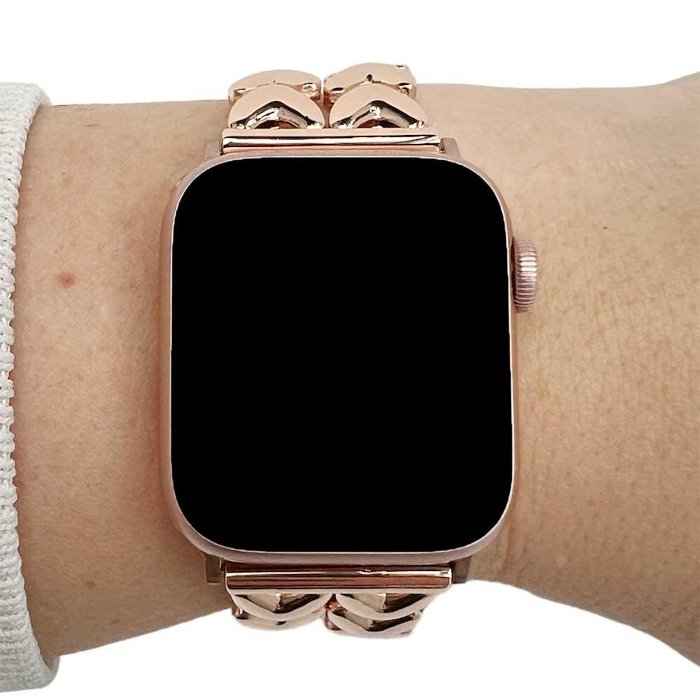 Bracelet Apple Watch Cœur - acier - maillons - or rose