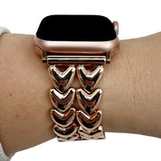 Bracelet Apple Watch Cœur - acier - maillons - or rose