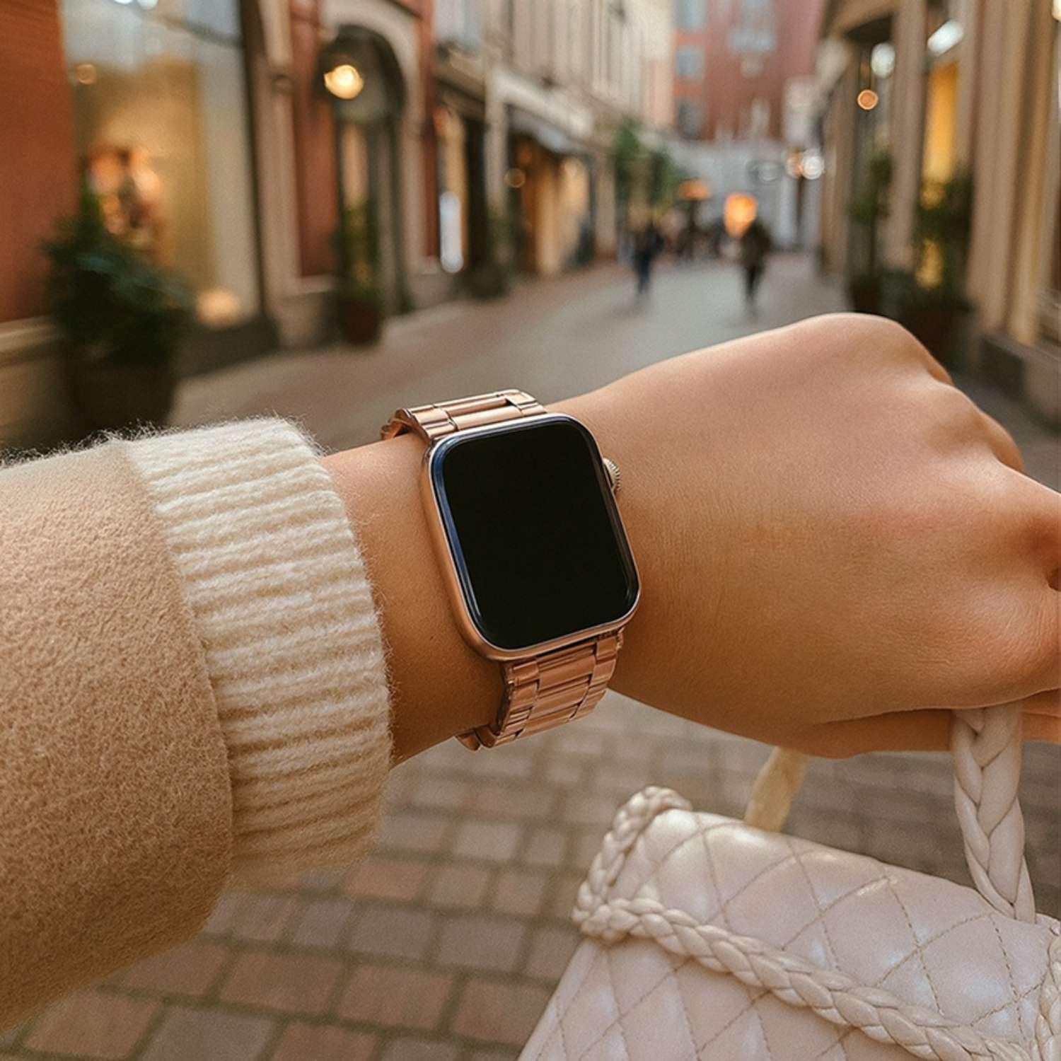 Bracelet Apple Watch Rivaro - acier - or rose
