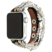 Bracelet Apple Watch - cuir - bijou - léopard argenté