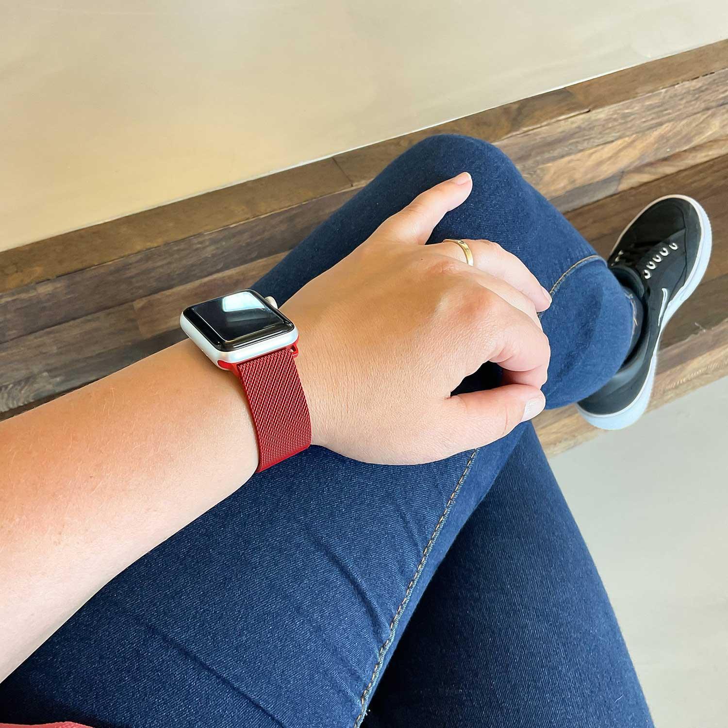 Bracelet Apple Watch Solaro - milanais - rouge