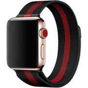 Bracelet Apple Watch Solaro - milanais - rayé noir et rouge