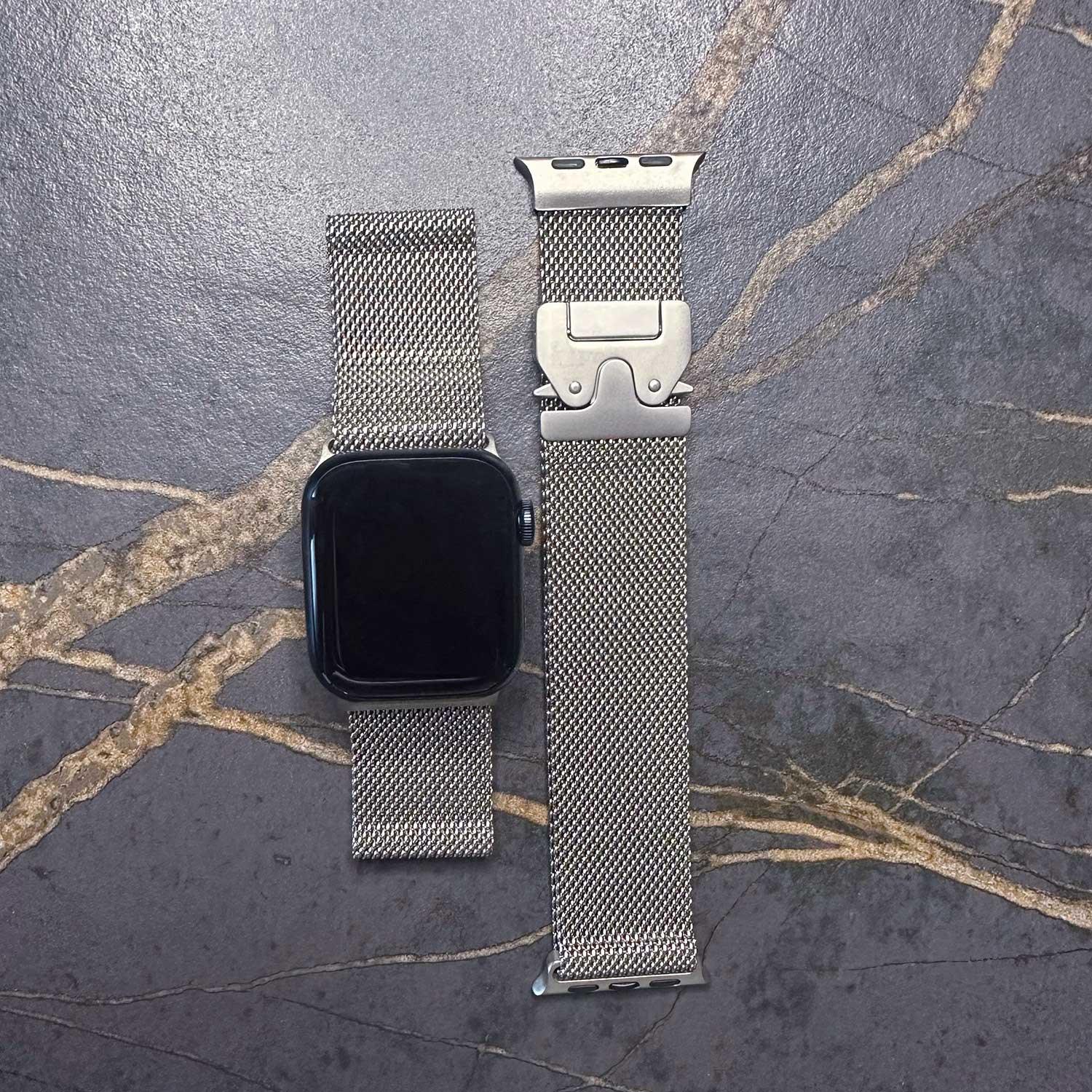Bracelet Apple Watch Dominus - milanais - titane naturel