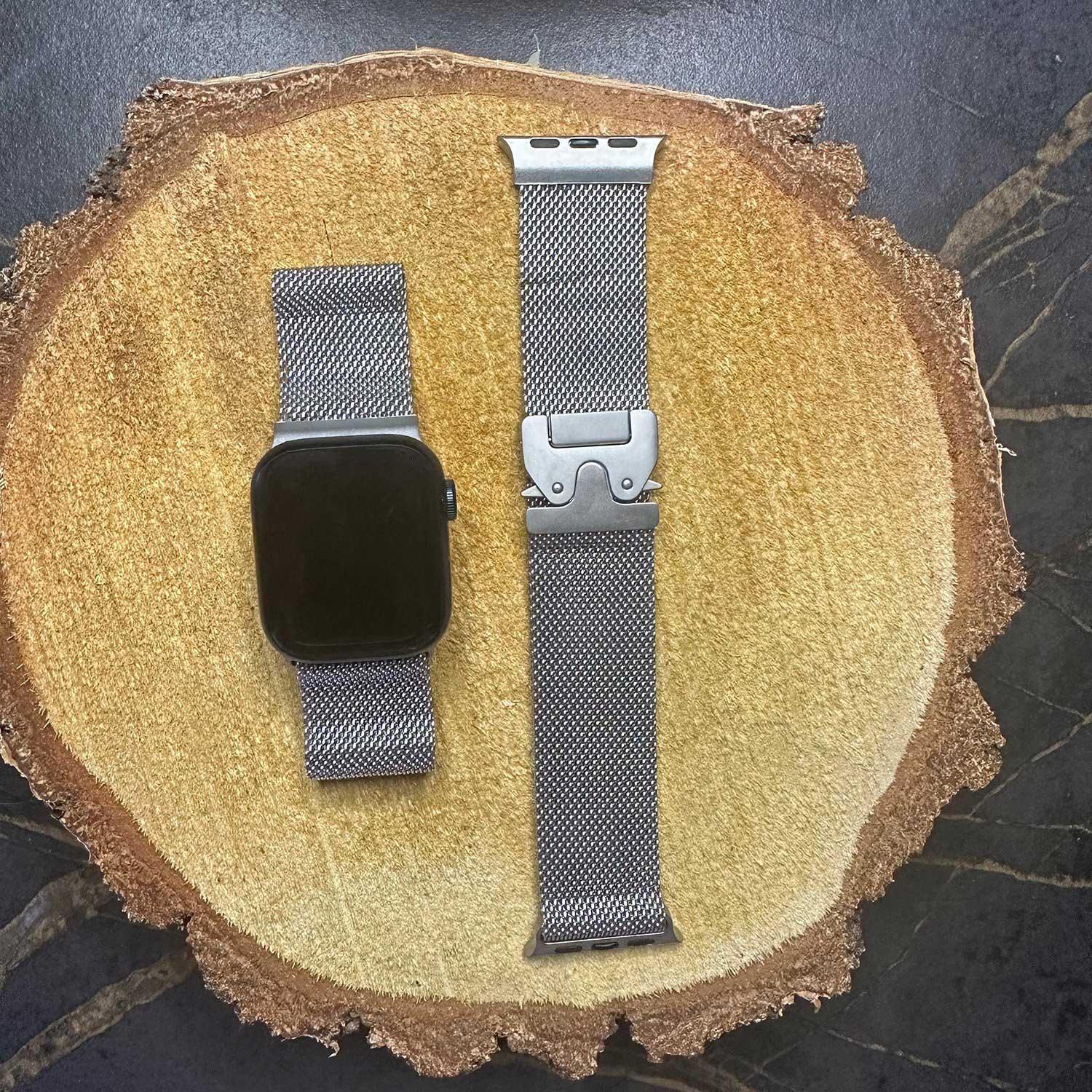 Bracelet Apple Watch Dominus - milanais - titane argenté
