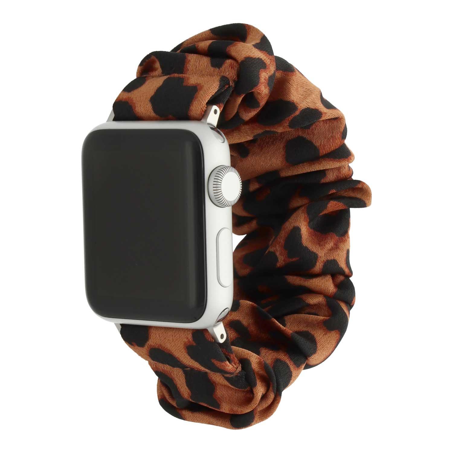 Bracelet Apple Watch Savara - chouchou - nylon - léopard marron