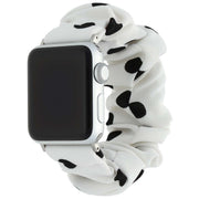 Bracelet Apple Watch Savara - chouchou - nylon - blanc à pois noirs