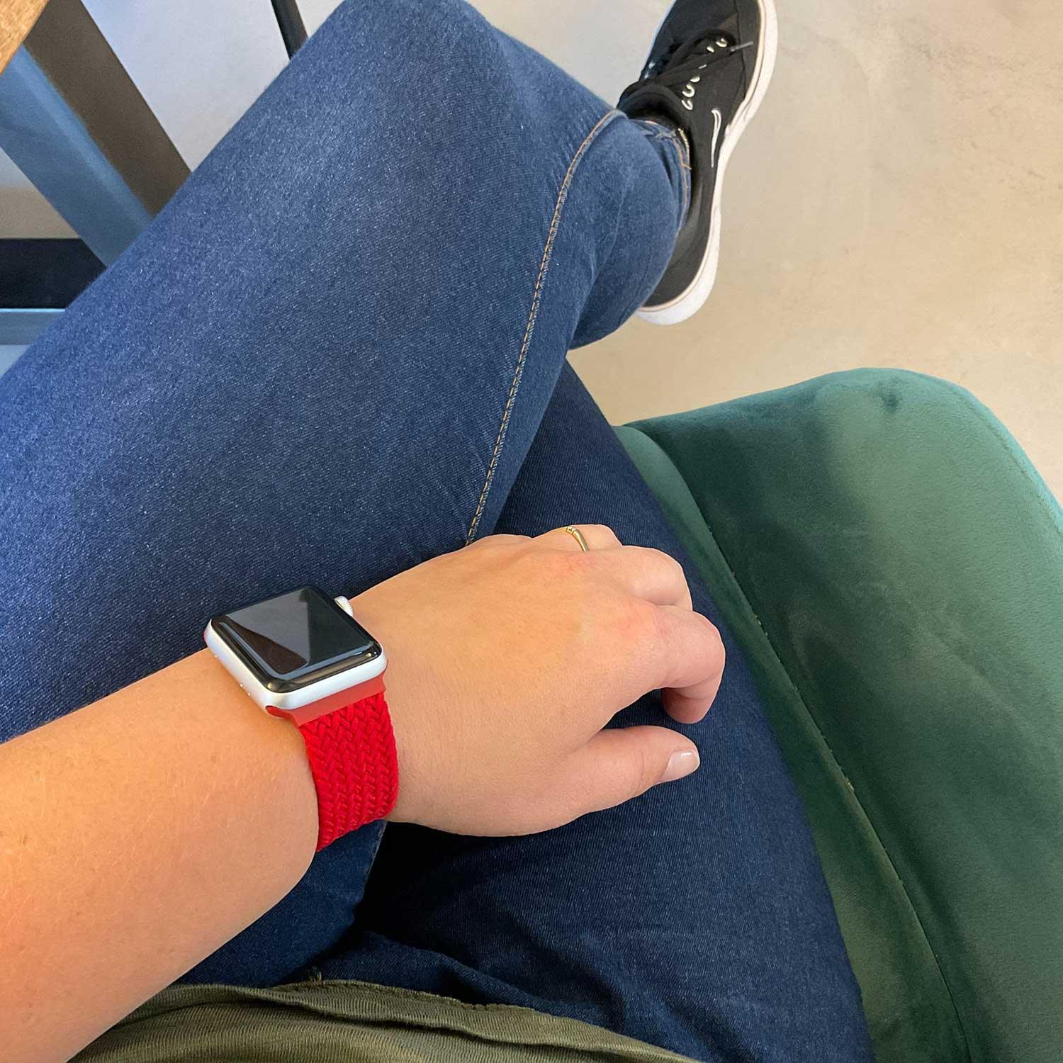 Bracelet Apple Watch - nylon - solo tressé - rouge