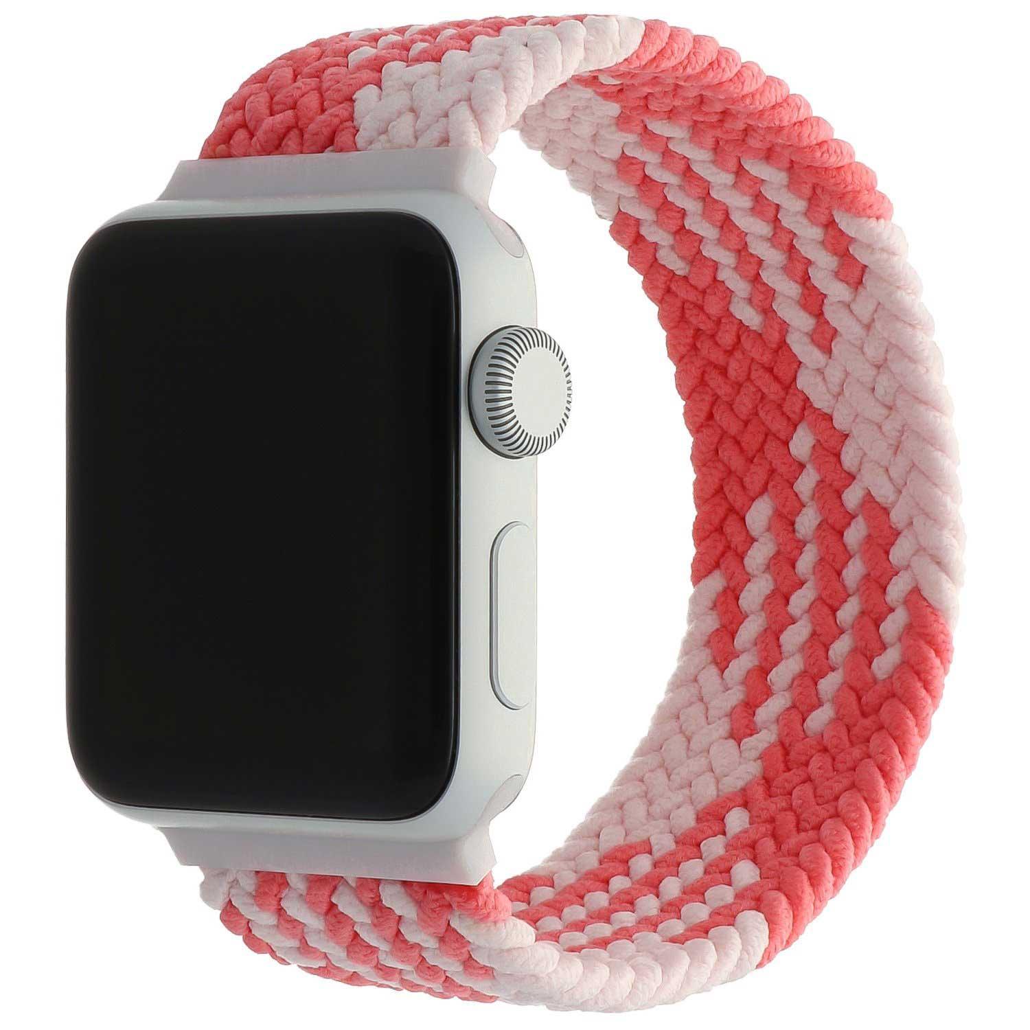 Bracelet Apple Watch - nylon - solo tressé - rose blanc