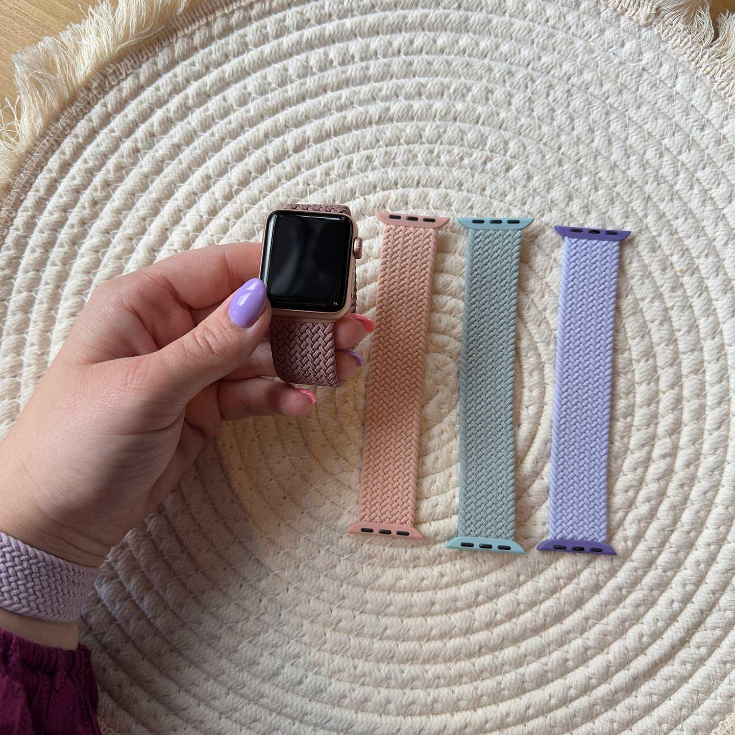 Bracelet Apple Watch Onyx - tressé - solo - nylon - mauve fumé