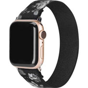 Bracelet Apple Watch - nylon - tissé - fleurs noires