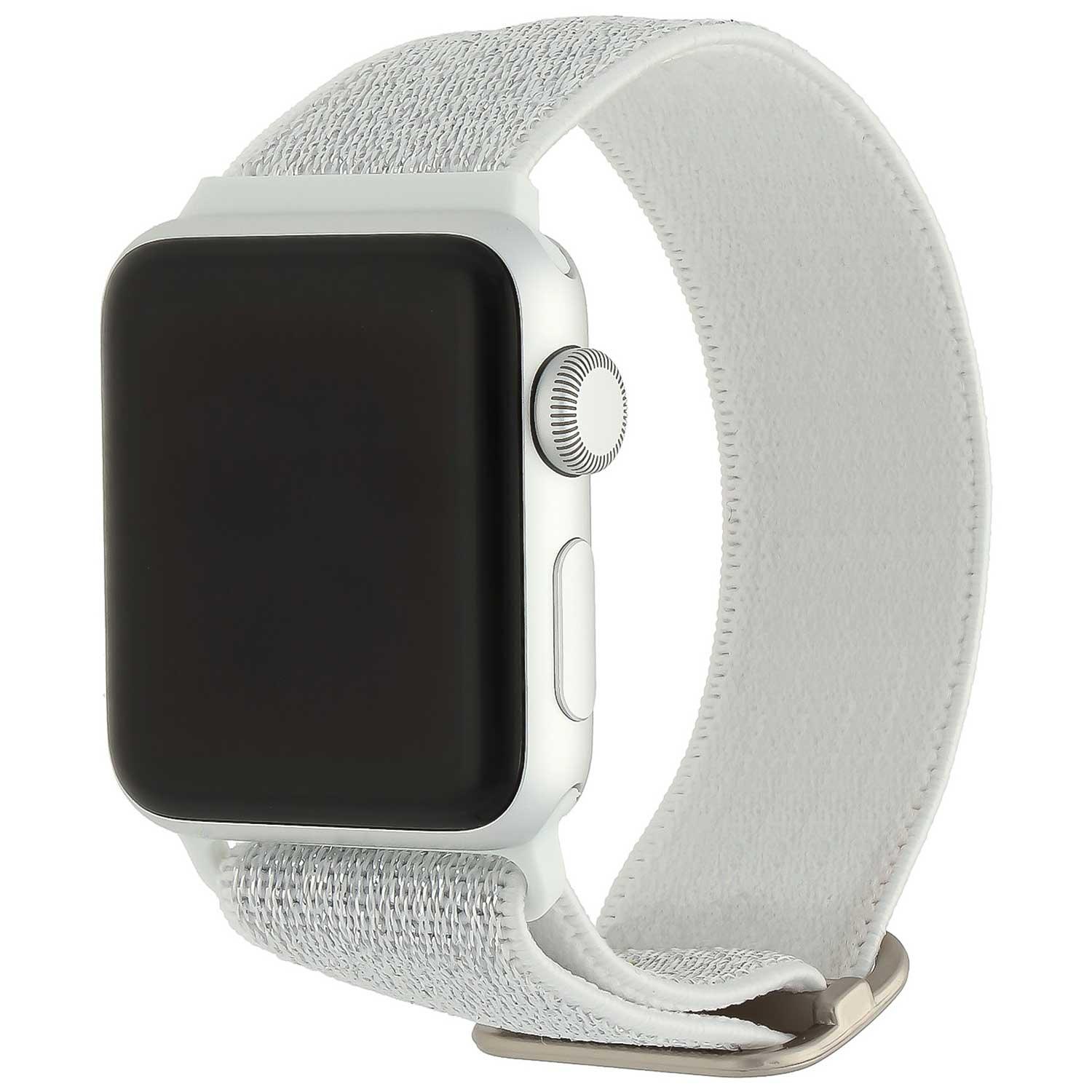 Bracelet Apple Watch - nylon - boucle tissée - paillettes blanches