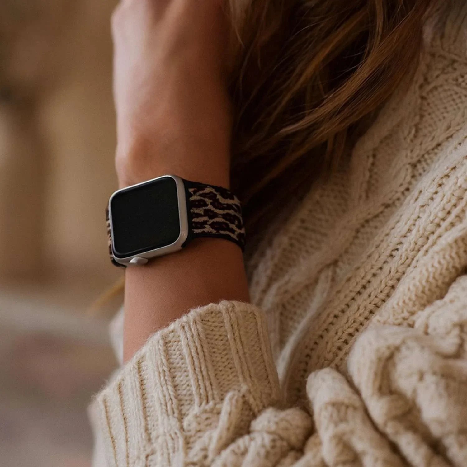 Bracelet Apple Watch - nylon - boucle tissée - léopard