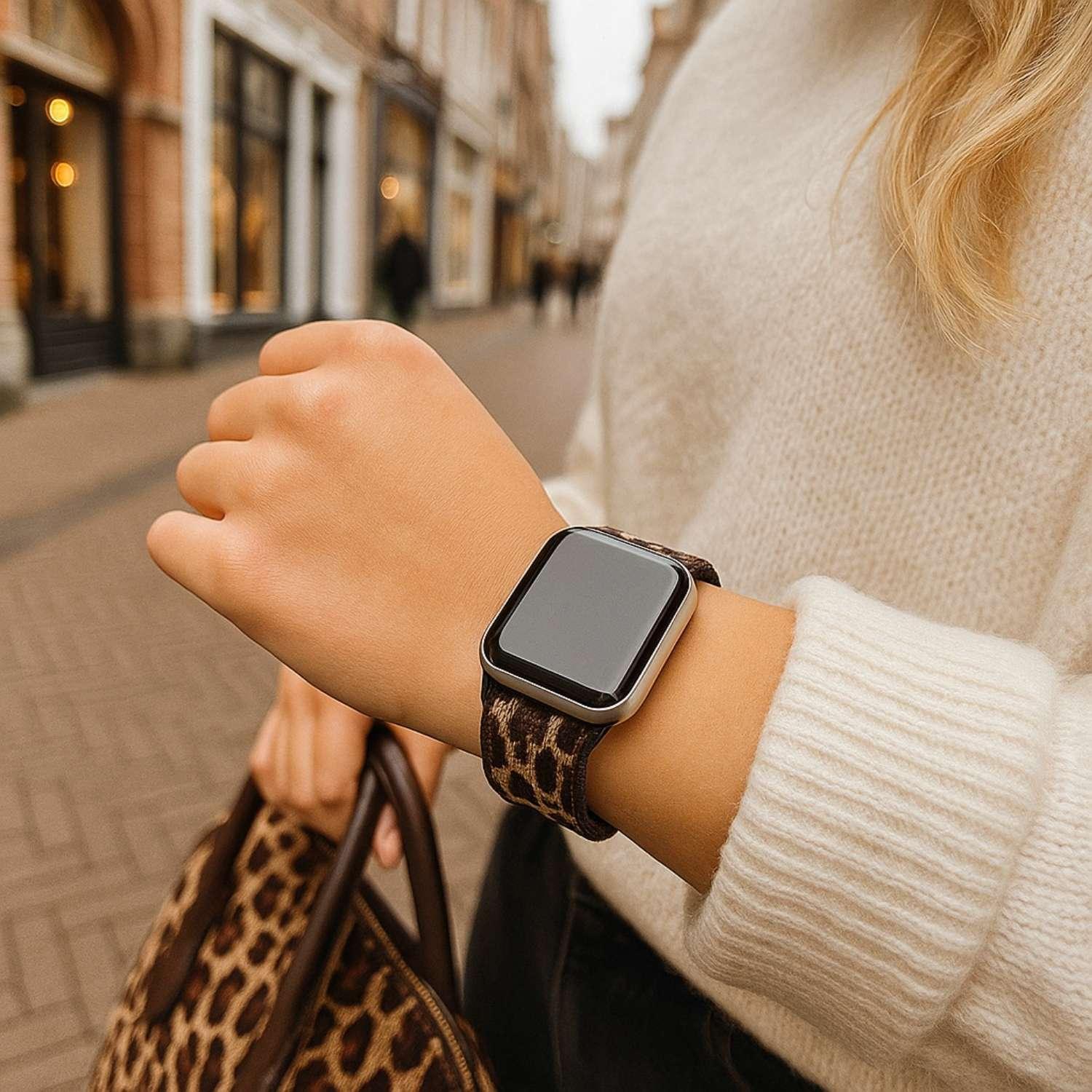 Bracelet Apple Watch - nylon - boucle tissée - léopard