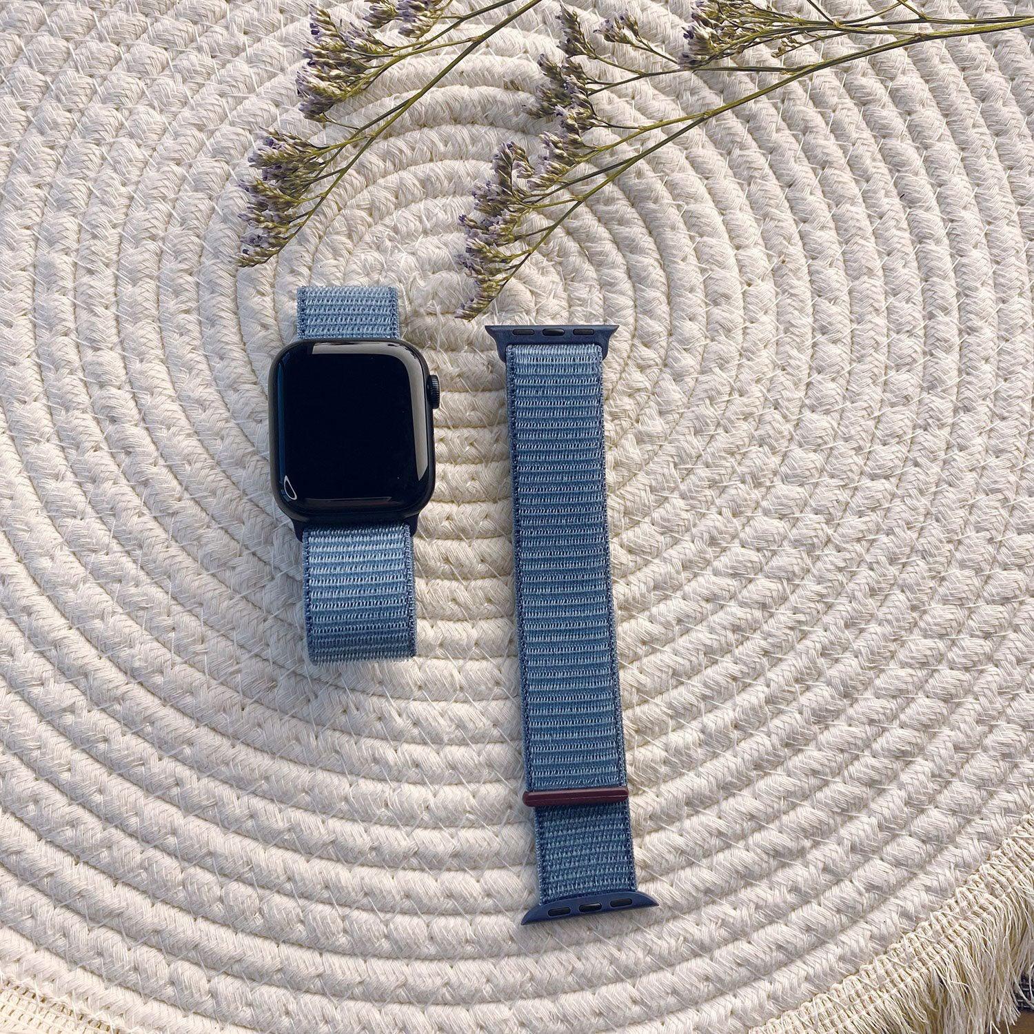 Bracelet Apple Watch Nexora - tressé - nylon - bleu hiver