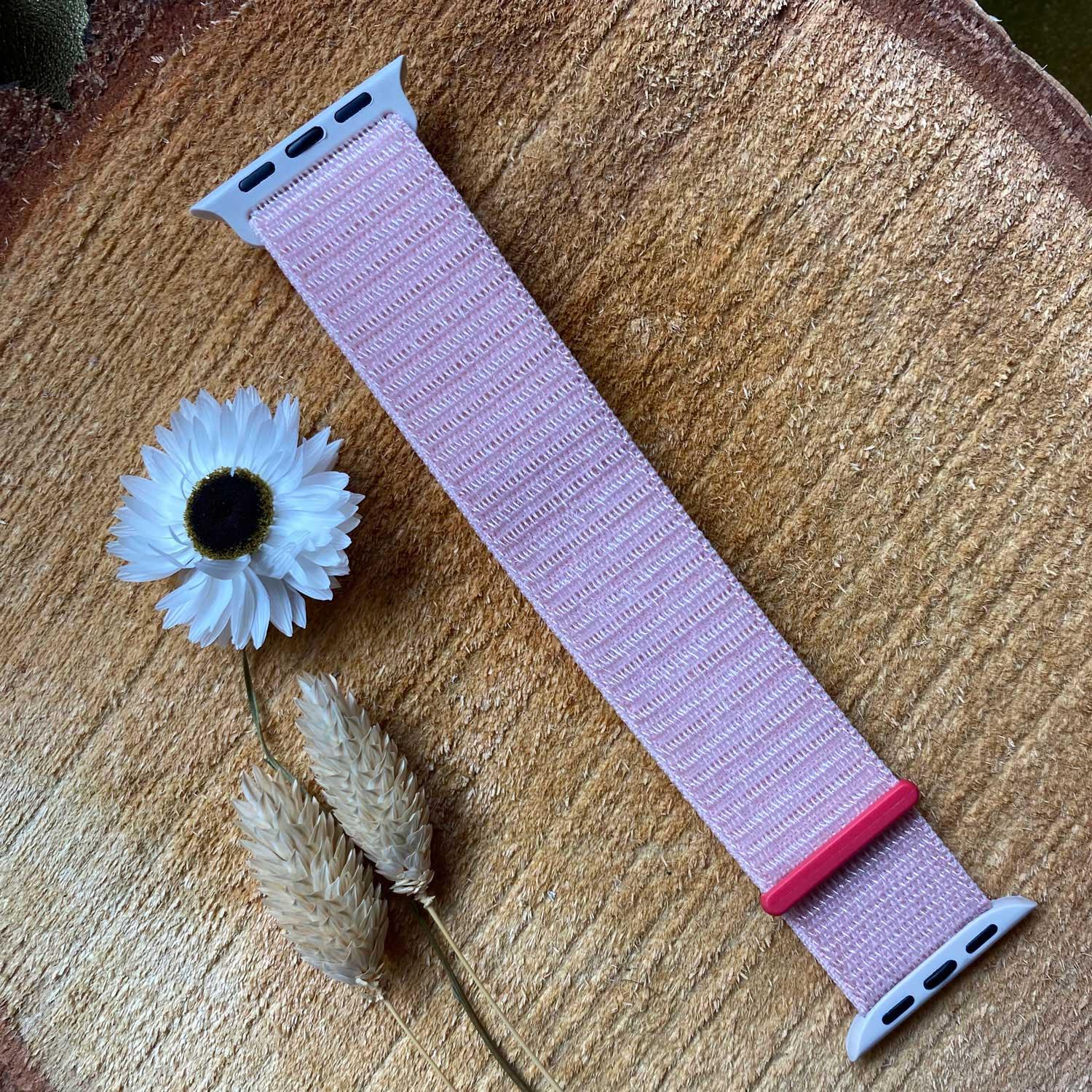 Bracelet Apple Watch Nexora - tissé - nylon - rose clair