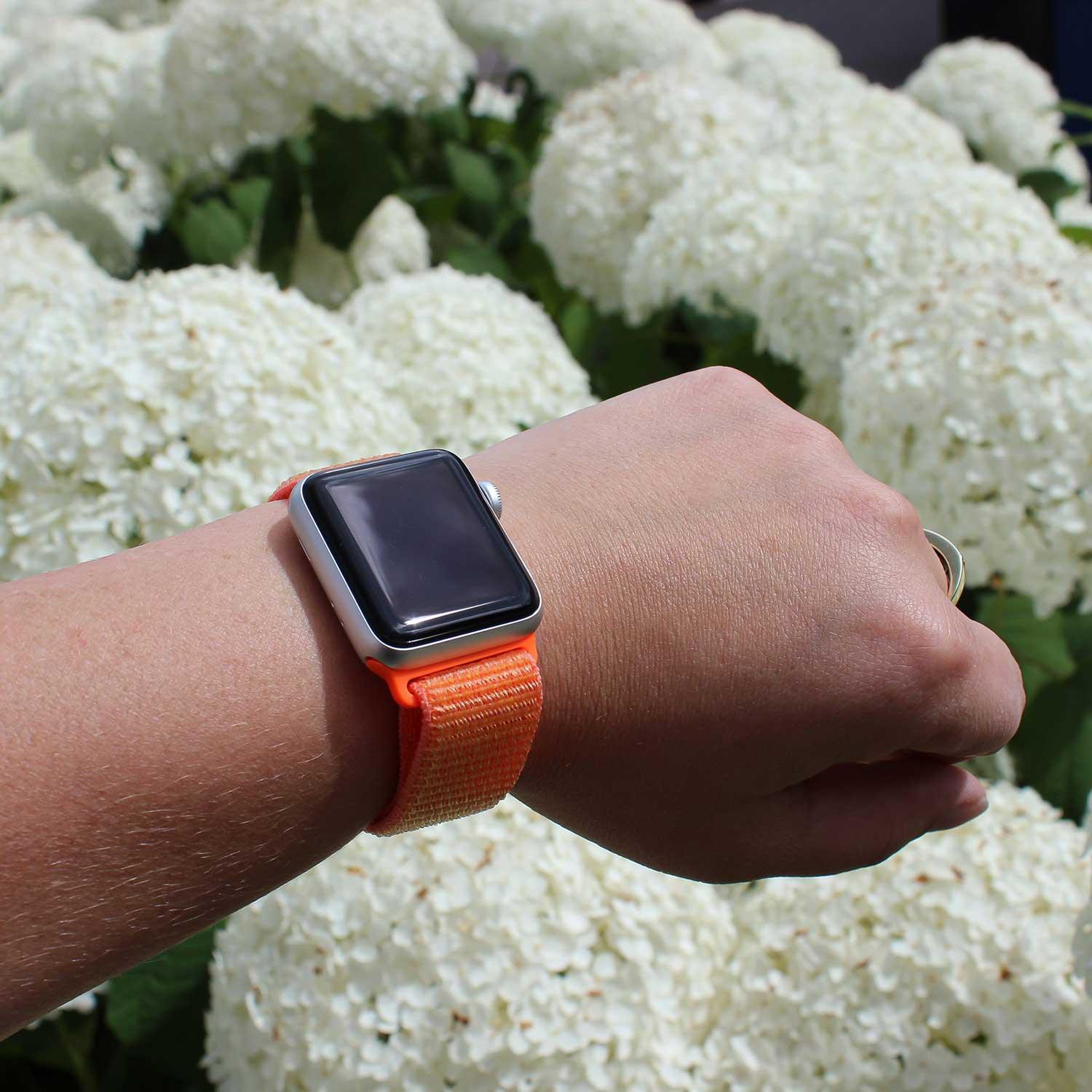Bracelet Apple Watch Nexora - tressé - nylon - papaye