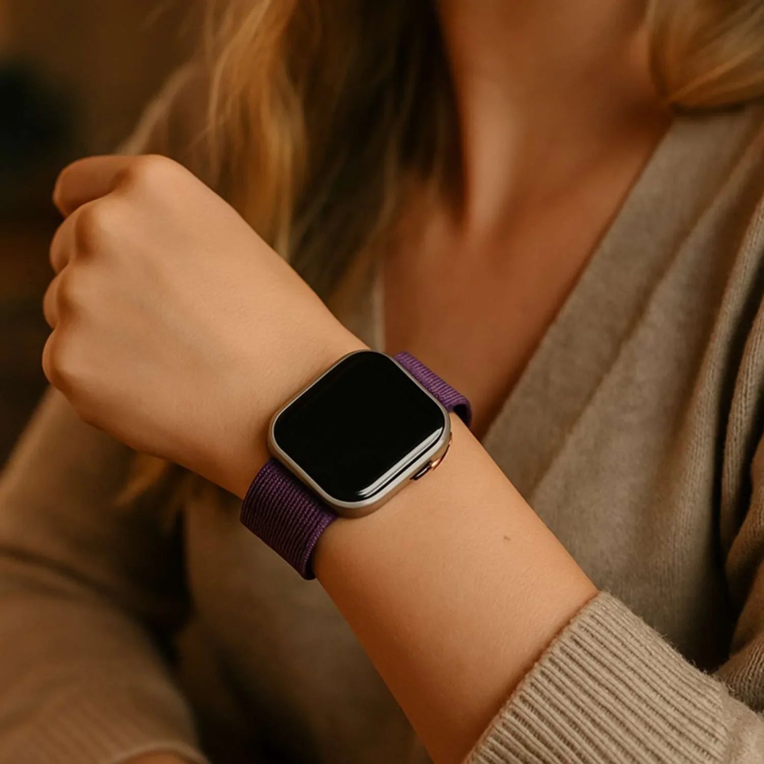 Bracelet Apple Watch Osvo - tissé - nylon - prune