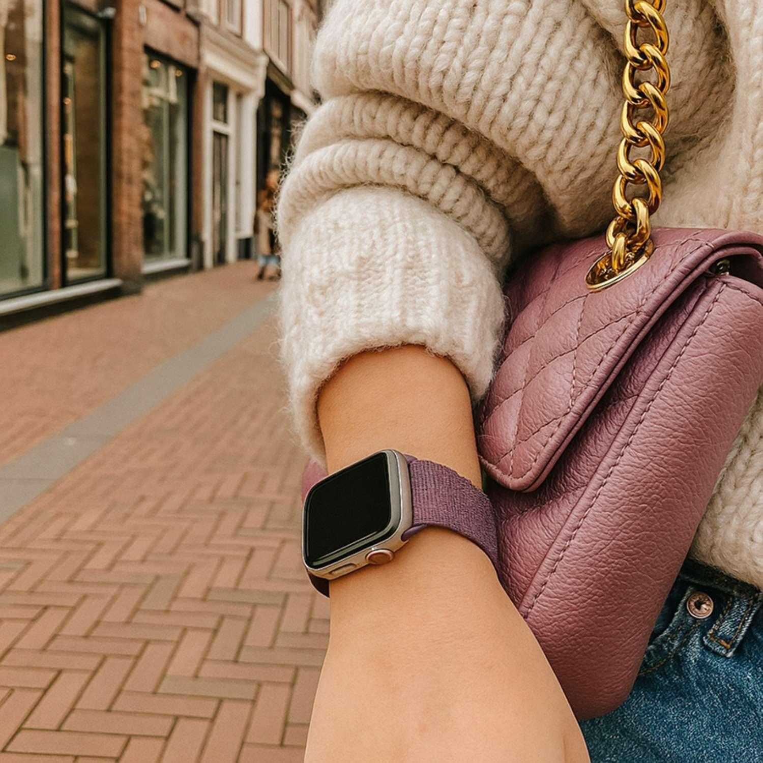 Bracelet Apple Watch Osvo - tissé - nylon - prune