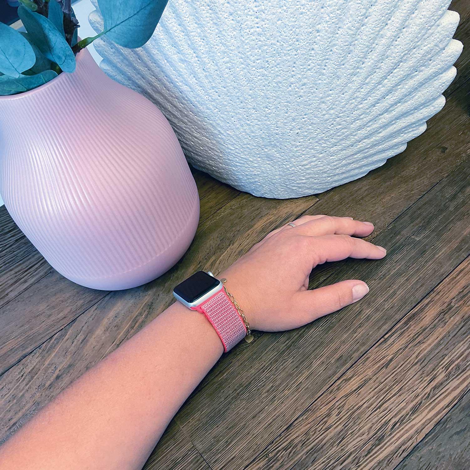 Bracelet Apple Watch Osvo - tissé - nylon - rose