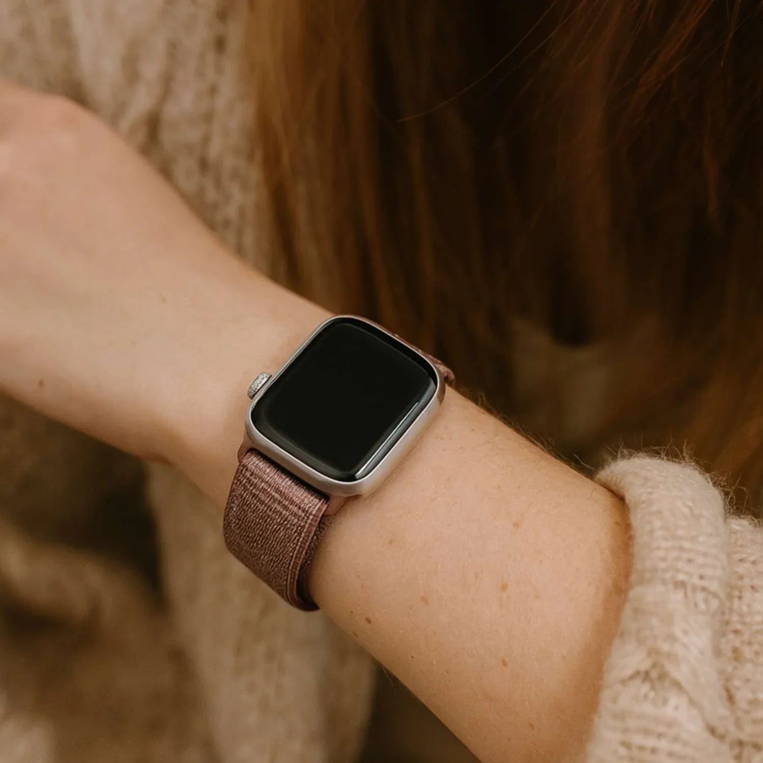Bracelet Apple Watch Osvo - tressé - nylon - mauve fumé